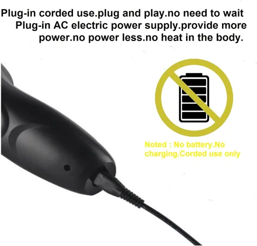 Vista 4 de Afeitadora eléctrica profesional con cable, maquinilla de afeitar de cabeza calva, afeitadora giratoria 3D para hombre, rasuradora de cara y cabeza