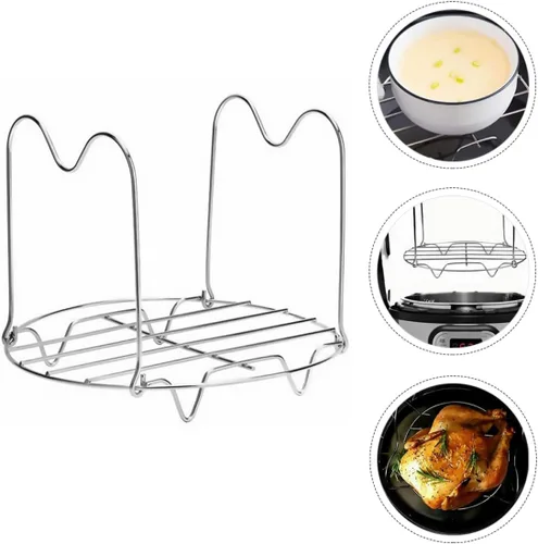 Vista 8 de Stainless Steel Steaming Rack Stand with Double Handles for Pots