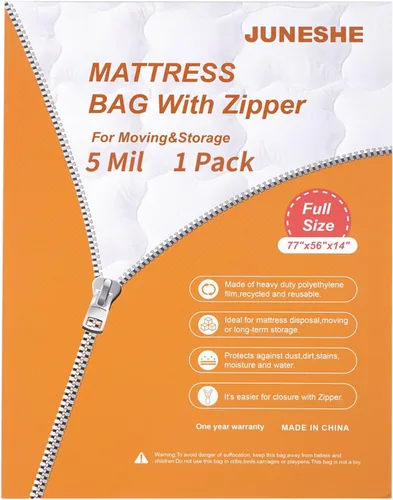 Vista 13 de Bolsa de almacenamiento de colchón individual con cremallera, funda de 5 mil de grosor Plastic Mattress Protector, Moving Supplies, Waterproof