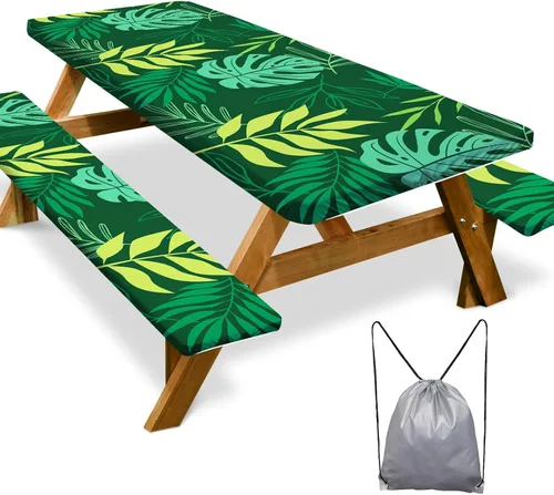 Vista 57 de Funda de mesa de picnic con fundas para bancos Esenciales de camping Mantel de picnic impermeable y a prueba de viento con bolsa de cordón, funda