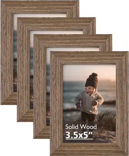 Vista 71 de KINLINK Marco de fotos de 3.5 x 5 pulgadas, color negro ceniza, marcos de madera maciza con plexiglás para mesa y montaje en pared, marcos de fotos