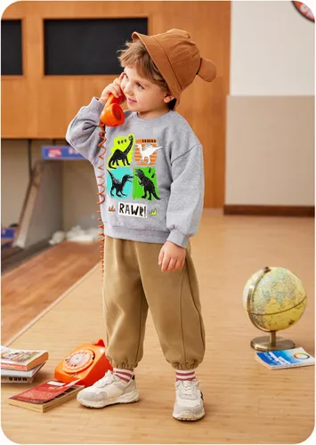 Vista 2 de Sudadera de dinosaurio para niños pequeños, camisa de manga larga Dinosaurio T-Rex