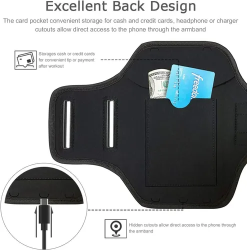 Vista 3 de Brazalete para Galaxy Note 20, 20 Ultra, resistente al agua, para entrenamiento de gimnasio y correr, para Samsung Galaxy Note 20/20 Ultra con Negro