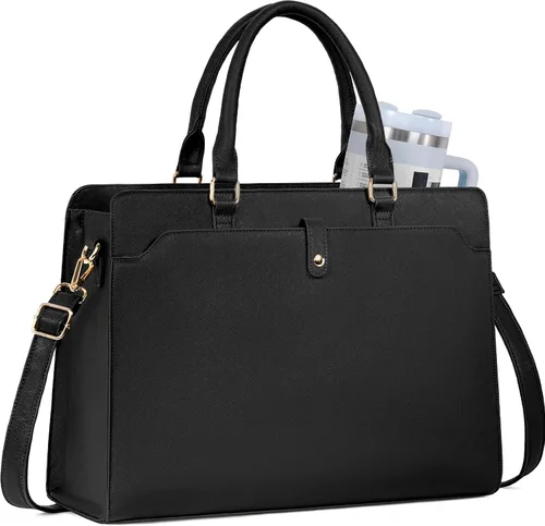 Vista 11 de Laptop Tote Bag for Women, Large Leather Computer Bag for Business Work Beige - Almuerzo