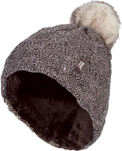 Vista 8 de Heat Holders - Gorro térmico de punto grueso para mujer con pompón Negro