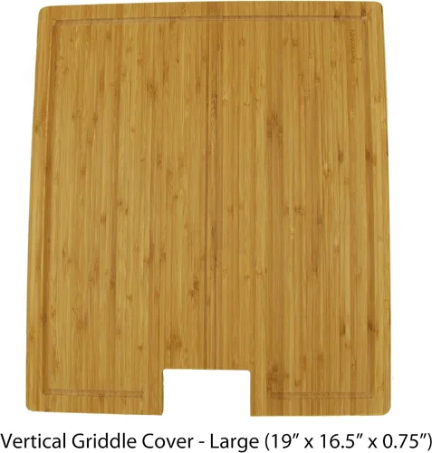 Vista 2 de BambooMN Cubierta de plancha de bambú/tabla de cortar para cocinas vikingas, cubierta de plancha vertical, grande (19 x 16.38 x 0.75 pulgadas)
