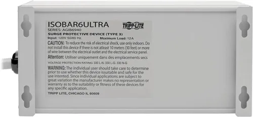 Vista 13 de Tripp Lite Isobar - Protector de sobretensiones de 8 tomas, cable de 12 pies, enchufe de ángulo recto, 3840 julios, LED de diagnóstico