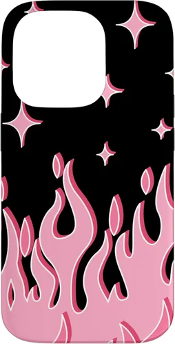 Vista 17 de Lindo patrón de llama rosa Grafitti Flames Pastel Goth Case para iPhone 17