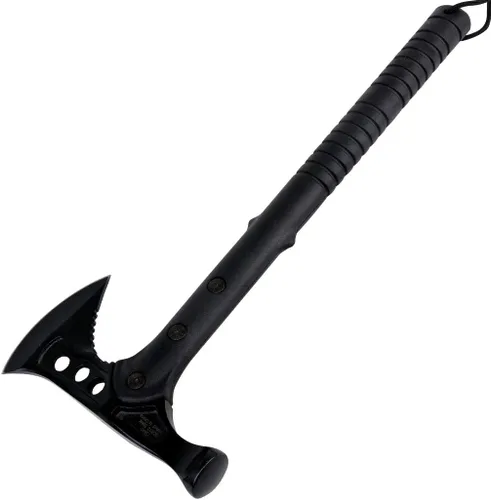 Vista 2 de DEFENDER XTREME Hacha táctica negra de 15 pulgadas, cabeza de martillo de lanzamiento de acero inoxidable nuevo