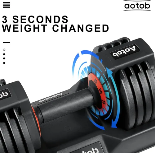 Vista 2 de AOTOB Adjustable Dumbbell Set 25/55 Lbs (Pair), Fast Weight Adjustment with Anti-Slip Turning Handle, Space-Saving for Home Gym, Strength Training