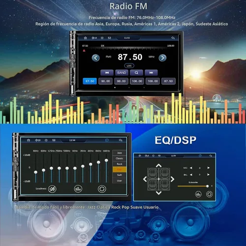Vista 8 de Estéreo de auto doble DIN de 7 pulgadas con Apple CarPlay Android Auto, radio para automóvil Bluetooth 5.2, pantalla táctil IPS 1024 600, cámara