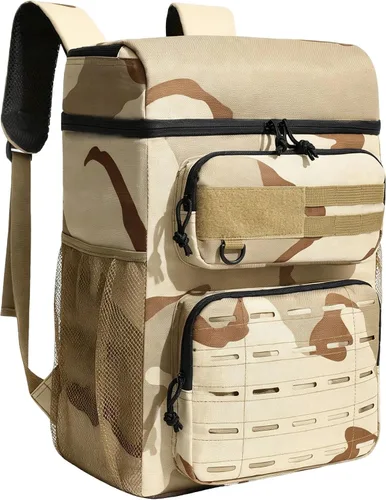 Vista 14 de Backpack Cooler Insulated Leakproof, Soft Cooler Backpack for Beach Beige - Negro - Marrón-01
