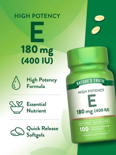 Vista 5 de Nature's Truth Cápsulas blandas de vitamina E 400 UI 180 mg 100 unidades Suplemento sin OMG y sin gluten