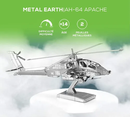 Vista 5 de Fascinations Metal Earth AH-64 Apache 3D Kit de modelo de metal