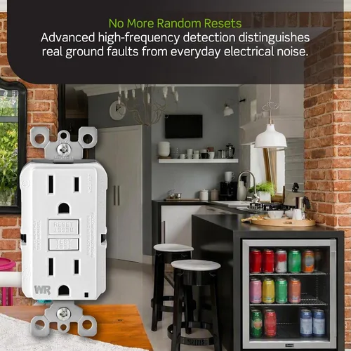 Vista 8 de Leviton SmartlockPro receptáculo resistente al clima, comprobación automática, con guía de luz e indicador LED, GFWT1-E Negro