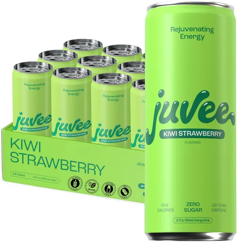 Vista 12 de Juvee Bebida energética rejuvenecedora, latas de 12 onzas, paquete de 12, sin azúcar, 128 mg de cafeína natural por lata, cero azúcar, baja