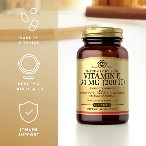 Vista 4 de Solgar Vitamina E 200 UI – 100 cápsulas blandas – Antioxidante natural, apoyo al sistema inmunológico – Sin gluten, sin lácteos – 100 porciones