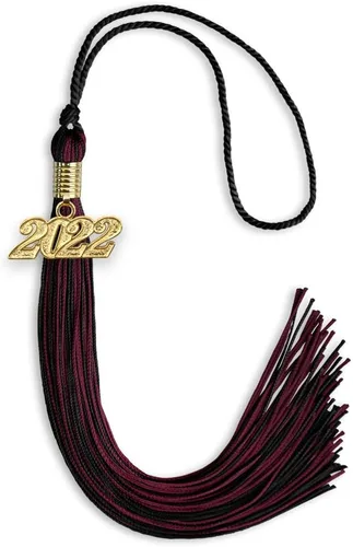 Vista 120 de Endea Graduation - Borla de doble color mixto con fecha dorada (negro/dorado antiguo, 2021)