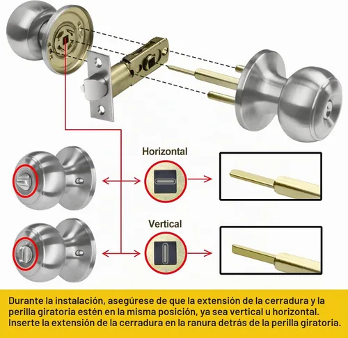 Vista 5 de CML Hardware Juego de pomos de puerta de entrada con llave, cerradura de puerta de entrada en acero inoxidable sólido para exterior e