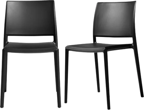 Vista 25 de LESHI Silla de comedor moderna apilable de plástico con respaldo sin brazos para comedor, sala de estar, jardín, patio, balcón, escritorio