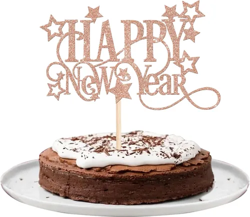 Vista 13 de Rsstarxi 1 paquete de decoración para tartas de Año Nuevo 2024 con purpurina para decoración de pasteles de Año Nuevo 2024, decoración para pasteles