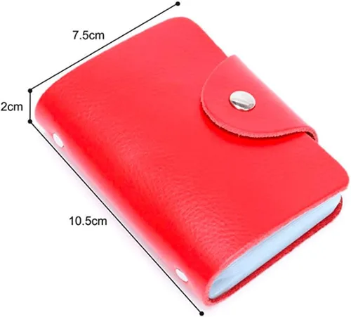 Vista 6 de Tarjetero unisex de piel para tarjetas de crédito, paquete de 2 (rojo y marrón)
