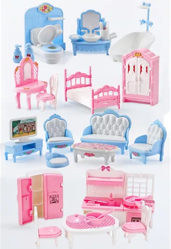 Vista 10 de 35 piezas de set de accesorios para muebles de casa de muñecas en miniatura, muebles pequeños para casa de muñecas, muebles en miniatura para casa