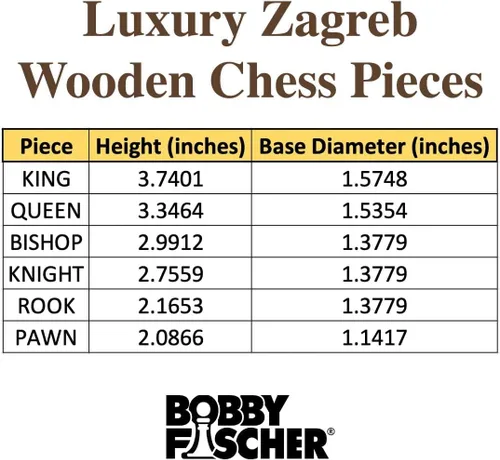 Vista 7 de Bobby Fischer Zagreb - Juego de ajedrez de secuoya y boj con tamaño King de 3.75 pulgadas. Solo piezas de ajedrez de madera ponderadas de alta