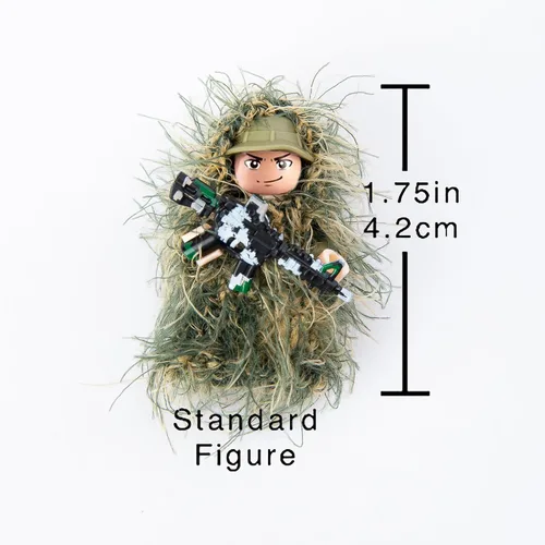 Vista 7 de Soldados de camuflaje militar, minifiguras de acción en fatigas de la jungla, figuras de soldados de fuerzas especiales en traje Ghillie con armas