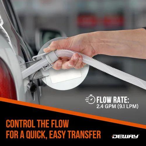 Vista 7 de Bomba de transferencia de combustible DeWay para bidón de gasolina con boquilla de apagado automático de precisión Flujo rápido de 2.4 GPM