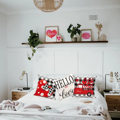 Vista 7 de Geefuun 4 fundas de almohada decorativas para el día de San Valentín, 18 x 18 pulgadas, decoración de regalo para sofá