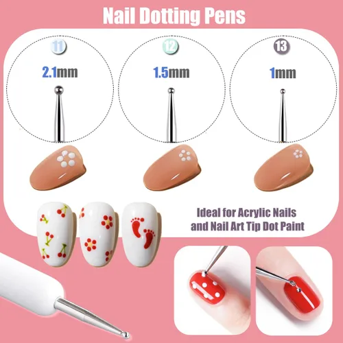 Vista 6 de KINGMAS 10 pinceles de arte de uñas, pincel de pintura para limpiar, pincel de dibujo, pincel para delineador de uñas y bolígrafo de punteado de uñas