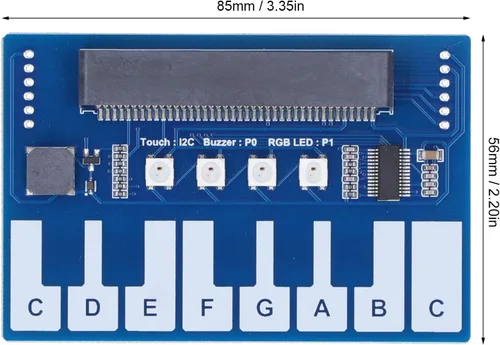 Vista 3 de Mini módulo de piano, mini módulo de piano para micro:bit, mini módulo de piano placa de expansión controlador táctil capacitivo TTP229 I2C interfaz