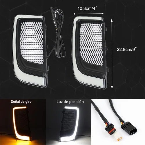 Vista 3 de Luces de ventilación Road Glide, intermitentes, circulación diurna, luces laterales para motocicletas 2015-2020 (negro)