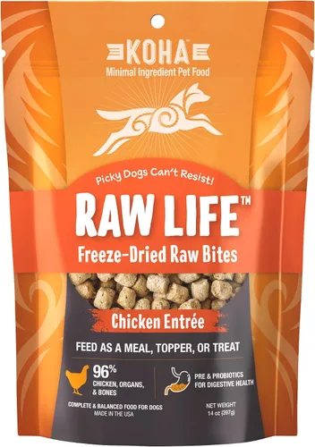 Vista 7 de KOHA Raw Life - Bocados crudos liofilizados para perros, comida alta en proteínas, cobertura y golosinas para comedores quisquillosos, bolsa de 14