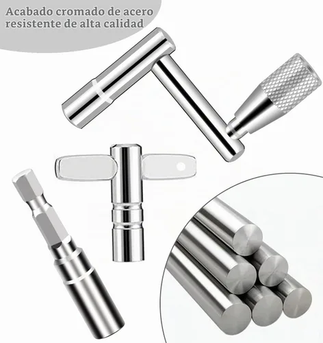Vista 3 de Juego de llaves de tambor, llave de tambor de velocidad, llaves de tambor estándar y broca, afinador de llave de tambor, herramienta de hardware