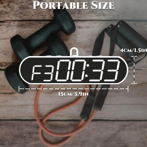 Vista 2 de Temporizador de gimnasio LED portátil, reloj de entrenamiento para HIIT Tabata Fitness en casa, garaje, al aire libre. Múltiples funciones