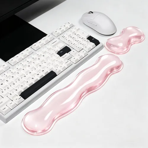 Vista 24 de Alfombrilla para mouse con reposamuñecas, juego de almohadillas de mouse de gel suave con soporte de muñeca de mano, bonitos accesorios
