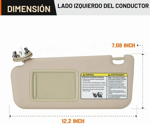 Vista 7 de Visera parasol beige para Toyota RAV4 2006-2013, parasol con luz de tocador de repuesto 74320-42501-B2