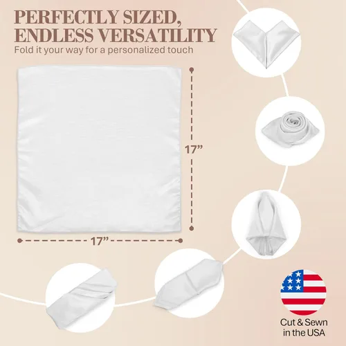 Vista 6 de Ultimate Textile -1 docena - Reversible Shantung Satin - Majestic - Servilletas de tela Majestic de 17 x 17 pulgadas, color blanco