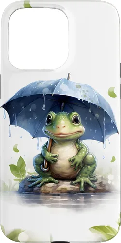Vista 31 de Cute Green Frog with Umbrella in The Rain Case for iPhone 17