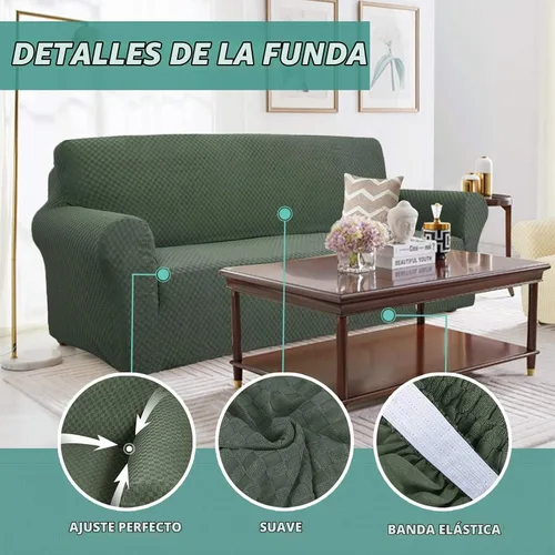 Vista 3 de YEMYHOM Funda para sofá con diseño jacquard de alta elasticidad, funda para silla de sala de estar, a prueba de mascotas, perros y gatos Verde