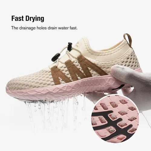 Vista 3 de Aleader Zapatos de agua de malla sin cordones para mujer Rosa albaricoque