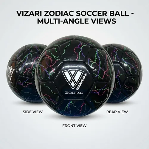Vista 8 de VIZARI Zodiac Balón de fútbol juvenil de cuero sintético para niños, niñas y niños pequeños, diseño duradero e impermeable para entrenamiento