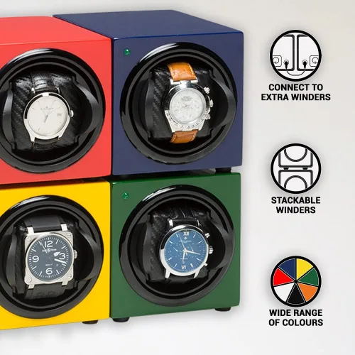 Vista 4 de BARRINGTON Automatic Single Watch Winder with Silent Japanese Motor Multi Rotation Turns Per Day Modes Standard Cushioning AC Adapter or Battery