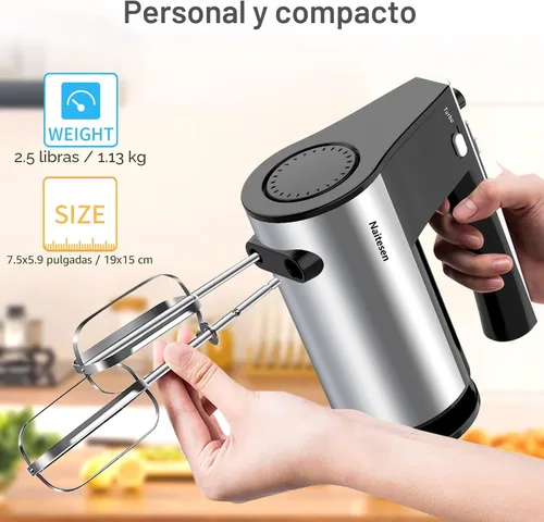 Vista 6 de Mezclador de mano eléctrico de 600 W, 10 velocidades, potente con mezclador de mano Turbo para hornear torta cocina mezclador con batidores, batir
