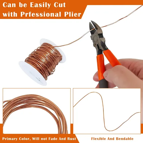 Vista 2 de Alambres de cobre resistentes al deslustre de 65.6 pies, alambre de cobre para electrocultura en jardinería, alambre de cobre de calibre 16, cables