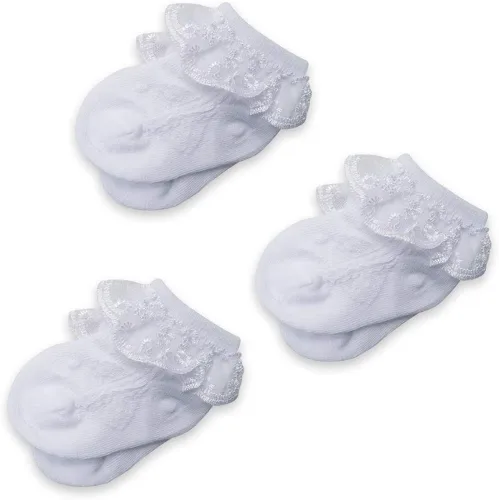 Vista 3 de Juebm Infant Baby Girls Ruffle Socks Toddler Dress socksPack of 356 Baby Frilly Lace Ankle Socks