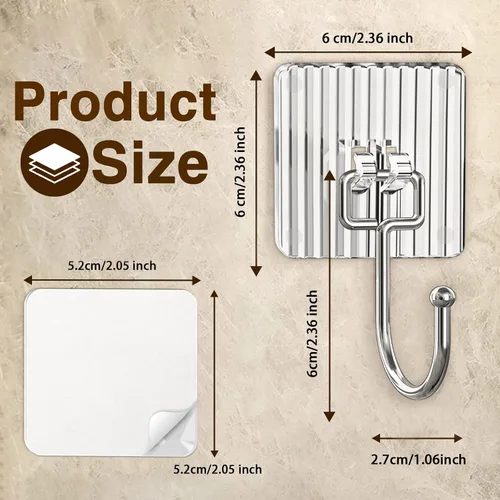 Vista 4 de Ganchos adhesivos acrílicos para colgar resistentes de 44 libras (máx.), ganchos para abrigos y toallas, ganchos de pared impermeables y resistentes