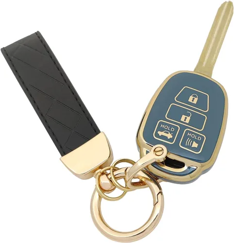 Vista 8 de Funda protectora de TPU para llavero compatible con Toyota Camry 2012-2017 2014-2017 Corolla Smart Remote Key Fob (negro)